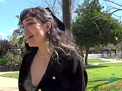 Petite brunette Zoey Jpeg takes a wild ride in pov