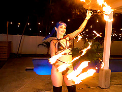 Jewelz Blu takes a massive cumshot on her nice ass