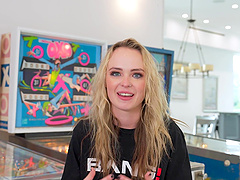 Lilly Bell gives Zac Wild a sensual blowjob before missionary sex