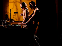 Tiny babe Charlie Dean takes a mouthful of cock