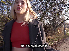 Long-haired blonde Musa Martina gives a messy blowjob