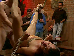 Cole Streets gets bound and fucked hard by many gays in a bar