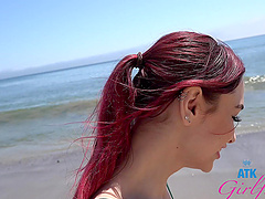 Pov car ride with a sexy redhead