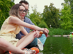 Beautiful brunette gets pumzied by hot stud in cowgirl position.