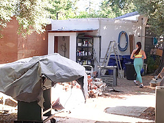 Brunette hottie Melissa Stratton takes a rough ride