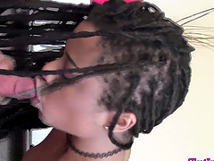 Black beauty Kira Noir shows off her nice ass in a thong