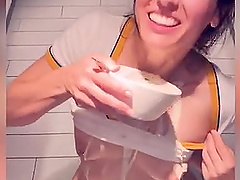 Sensual shower with natural tits and panties fetish