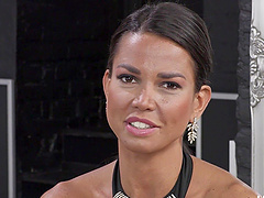 Fake tits babe takes a ball licking and asshole pounding in one combo