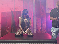 Asian babe gets a messy creampie after giving a sloppy blowjob