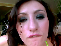 Busty milf Nora Davis takes a cum shot like a champ