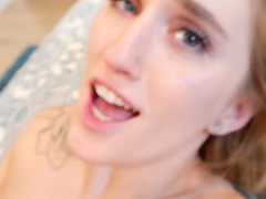 Cum in mouth after intense foursome with tattooed hottie