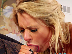 Briana Banks rides cock like a cowgirl in tight pants