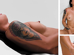 Tattooed hottie Avery Black gets off with a vibrator