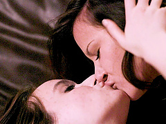 Lesbians Alison Rey and Hazel Moore explore each other's bodies