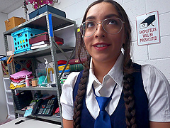 Brunette hottie with natural tits gets nailed in missionary