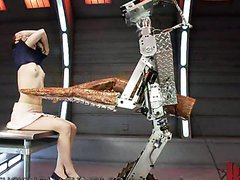 Hot chick with small tits get fucked by robot