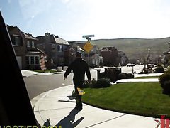 Sizzling blonde milf shows her big natural boobs in reality clip