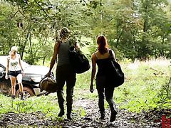 Cute Blonde And Redhead Outdoor Reality Action