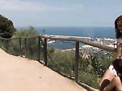 Hot Redhead Gives a Blowjob In Public After Getting Her Pussy Toyed