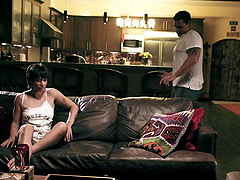 Steamy sex session with a sultry miniskirt babe and her lucky dude