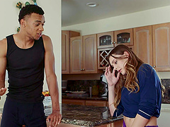 Interracial couple enjoys doggystyle and missionary sex