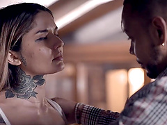 Tiny latina babe Vanessa Vega gets nailed by her big cocked neighbor