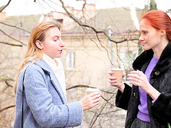 Beautiful bald pussy gets licked by lesbian couple