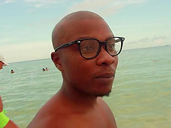 Interracial couple enjoys outdoor sex with big black cock