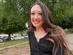 Natural tits bounce as couple rides and sucks in harmony