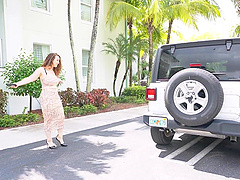 Long-haired beauty gives a sloppy blowjob before getting nailed