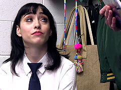 Clothed sex with natural tits beauty in the office