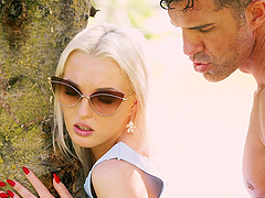 Blonde babe Lovita Fate gets her glasses off for a steamy blowjob