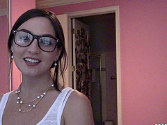 Long-haired beauty gives a sloppy blowjob before getting her pussy pounded