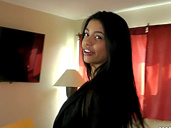 Latina beauty gets her ass spanked in leather and nylon