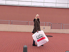 Beautiful woman with natural tits Steve Q has sex in a car