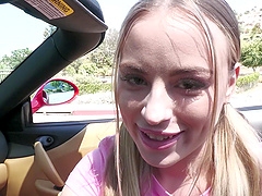 Long-haired beauty Anna Claire Clouds takes a cumshot on her tits