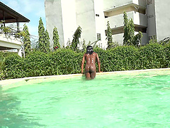 Hot black beauty gets wild on top in a steamy scene