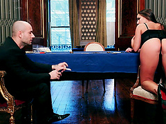 Brunette hottie takes her new boyfriend on a wild ride