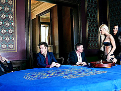 Blonde bombshell Jasmine Jae seduces her lover with a bra and thong tease