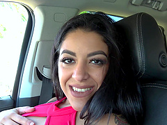 Tattooed hottie takes it from behind in cfnm style