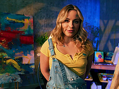 A beautiful blonde with long hair seduces her partner in a hot missionary sex scene.