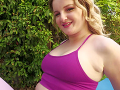 Big natural tits bouncing while being fucked in missionary position