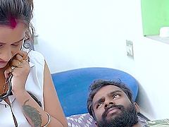 Nurse and patient have sex on the bed in the hospital room.