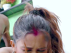 Nurse and patient have sex on the bed in the hospital room.