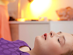 Hot lesbian scene with long haired Elison Darling and Lina Shisuta.