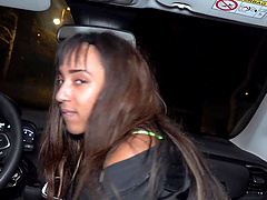 Beautiful woman with natural breasts Luna Black has sex in a car.