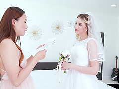 Beautiful brides get their pussies licked and fucked by Ken Feels.