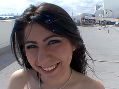 Beautiful brunette gets a ball licking and a big cock in her mouth.