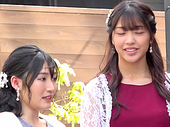 Japanese girl with long hair gets her pussy creampied