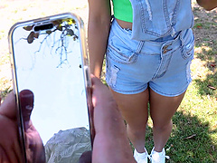 Beautiful brunette gets a facial in this pov video